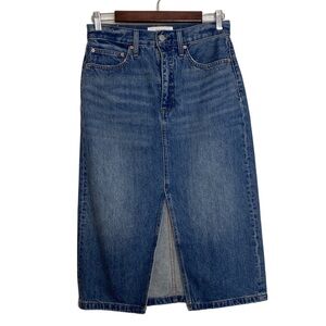 Denim Forum Jean Skirt Womens 27 The 90's Halle Blue Denim High Slit Aritzia